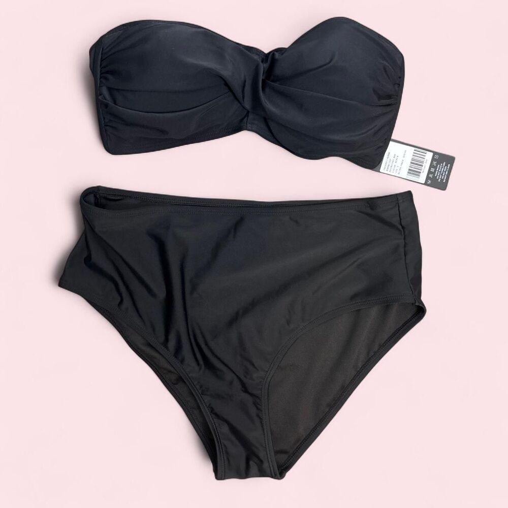 Size L Ocean Blues Black Bandeau Bikini Set Brand New
